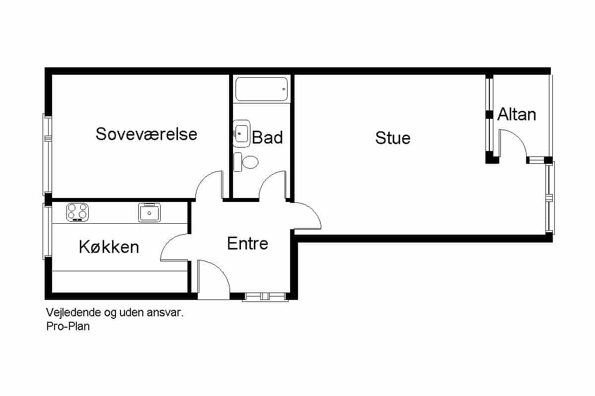 Plantegning for 2-værelses lejlighed i Aarhus - Hejredalsparken